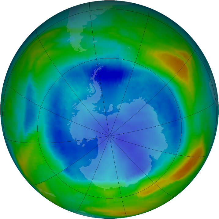 Antarctic ozone map for 18 August 1999